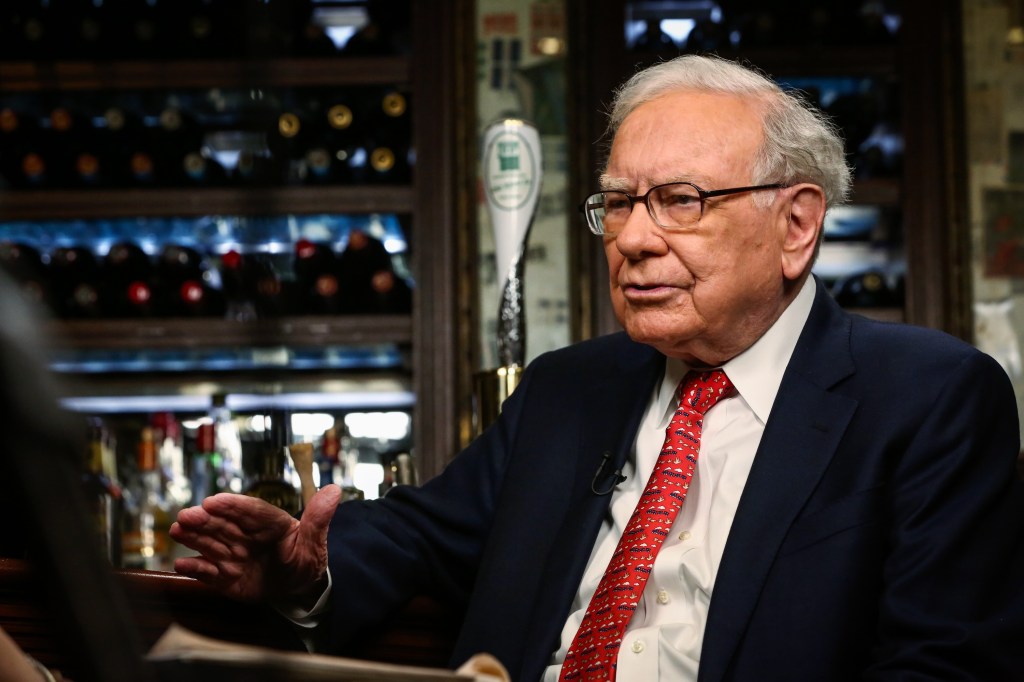 Warren Buffett, chairman and chief executive officer of Berkshire Hathaway Inc., speaks during a Bloomberg Television interview in New York, U.S., on Wednesday, Aug. 30, 2017. Buffett said the rally in markets over the last several years has made it harder to find bargains, but that stocks remain his choice over bonds. Photographer: Christopher Goodney/Bloomberg