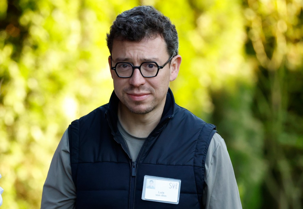 SUN VALLEY, IDAHO - JULY 10: Luis von Ahn, co-founder of Duolingo, walks to a mornign session at the Allen & Company Sun Valley Conference on July 10, 2025 in Sun Valley, Idaho. Every year, some of the world's wealthiest and most powerful figures from the media, finance, technology, and political spheres converge at the Sun Valley Resort for the exclusive week-long conference hosted by boutique investment bank Allen & Co. (Photo by Kevin Dietsch/Getty Images)